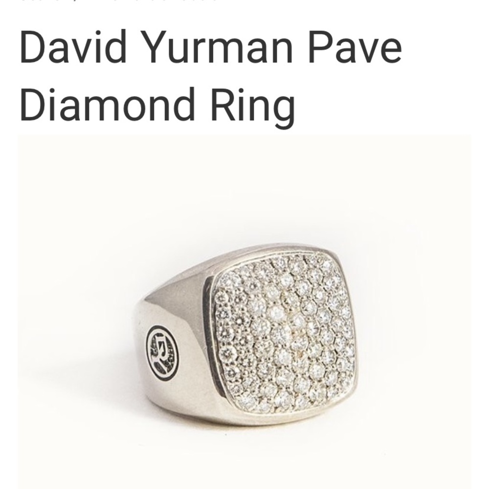 David Yurman pave diamond and solid sterling signet ring. Men’s 8.